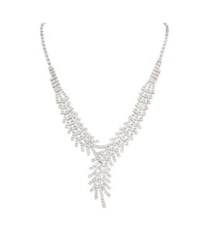 Shop Nina Jewelry Crystal Bypass Y Necklace In Silver