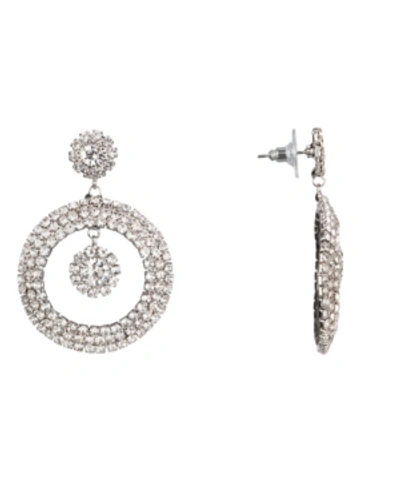 Shop Nina Jewelry Frontal Pave Hoop Earrings In Silver