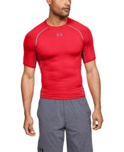 Shop Under Armour Men's Heatgear Armour Short Sleeve Compression Shirt In Red-stl