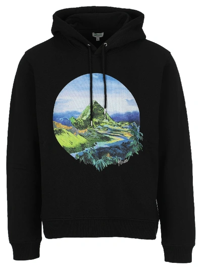 Shop Kenzo Printed Hoodie In Black