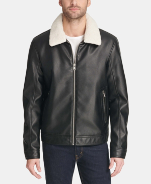 tommy hilfiger black leather jacket