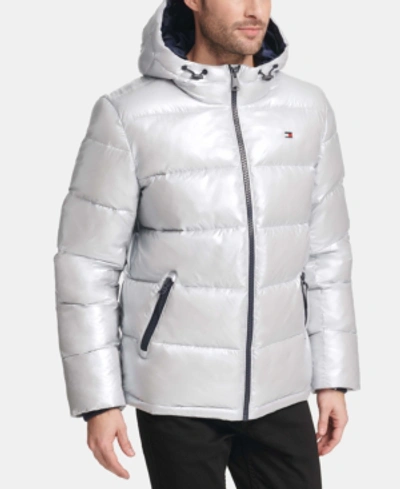 Tommy Hilfiger Men's Pearlized Performance Hooded Puffer Coat In Grey Down  | ModeSens