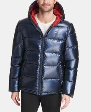 tommy hilfiger navy puffer coat