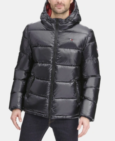 Amerika smække Kilimanjaro Tommy Hilfiger Men's Pearlized Performance Hooded Puffer Coat In Black |  ModeSens