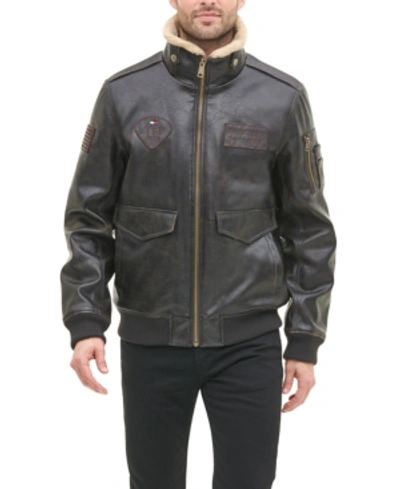 Tommy Hilfiger Men's Top Gun Faux Leather Aviator Bomber Jacket, Created For  Macy's In Medium Brown | ModeSens