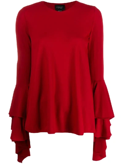 Shop Giambattista Valli Long-sleeve Flared Sweater In Red