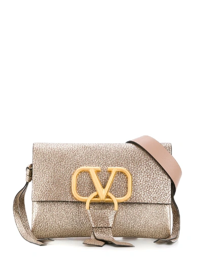 Shop Valentino Vring Leather Belt Bag In Gold