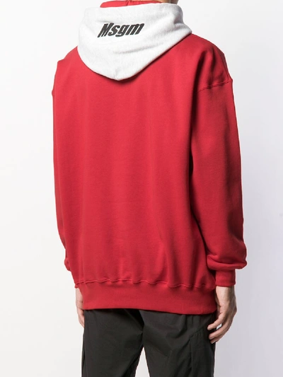 Shop Msgm Logo Hooded Sweatshirt In Red