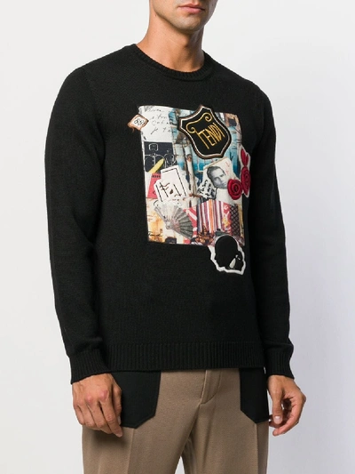 Shop Fendi Karl Kollage Crewneck Sweater In Black