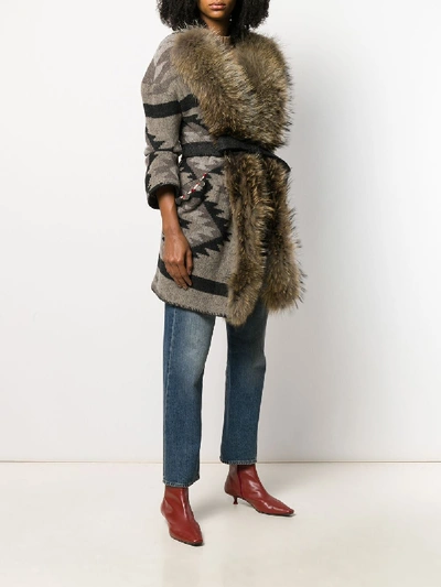 Shop Bazar Deluxe Fur Coat In Brown