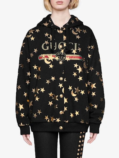 Shop Gucci Cotton Cardigan In Black