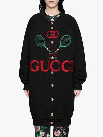 Shop Gucci Cotton Cardigan In Black