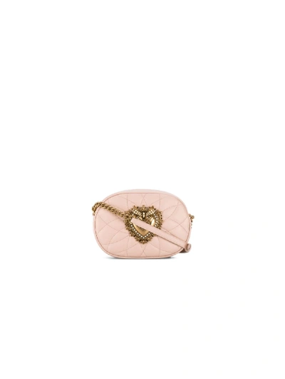 Shop Dolce & Gabbana Devotion Leather Shoulder Bag In Pink