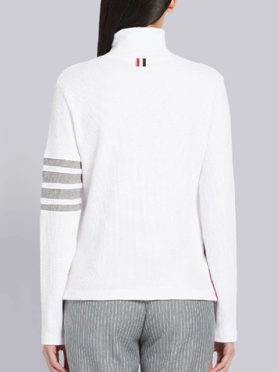 Shop Thom Browne 4-bar Compact Waffle Turtleneck In White