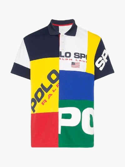 Shop Polo Ralph Lauren Colour Block Logo Rugby Polo In Multicoloured