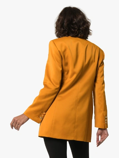 Shop Versace Double-breasted Blazer In Orange