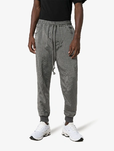Shop Song For The Mute Tonal Stripe Track Pants In Grey