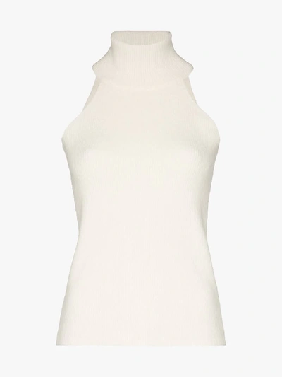 Shop Jacquemus Sleeveless Ribbed Knit Top In White