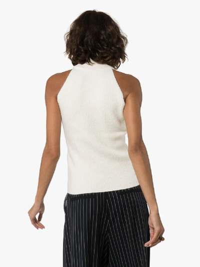 Shop Jacquemus Sleeveless Ribbed Knit Top In White