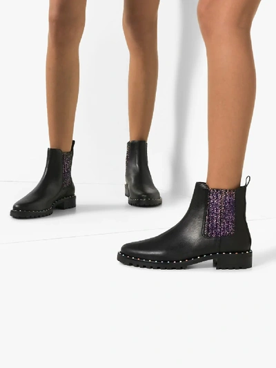 Shop Sophia Webster Black Bessie Glittered Chelsea Boots