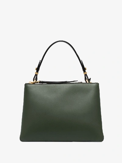 Shop Prada Green Double Zip Small Leather Tote Bag