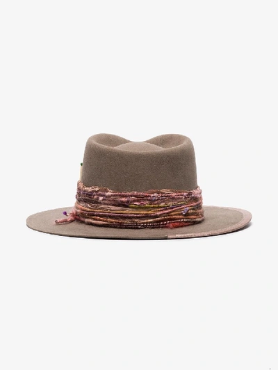 Shop Nick Fouquet Grey Ribbon Trim Fedora Hat
