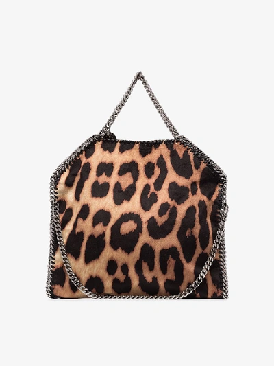 Shop Stella Mccartney Brown Falabella Leopard Print Tote Bag
