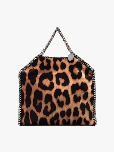 Shop Stella Mccartney Brown Falabella Leopard Print Tote Bag