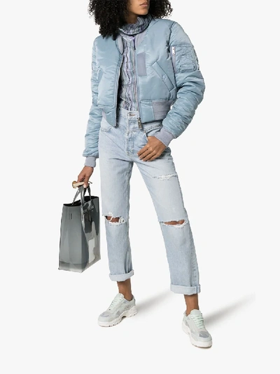 Shop Ambush Cropped Ma1 Nylon Bomber Jacket In Blue