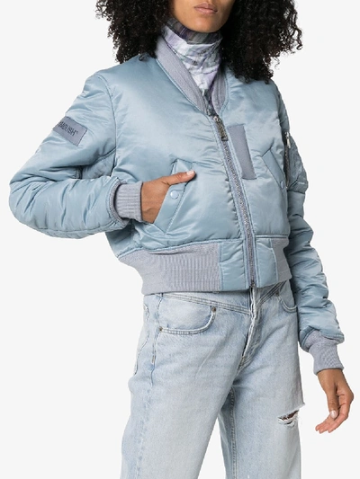 Shop Ambush Cropped Ma1 Nylon Bomber Jacket In Blue