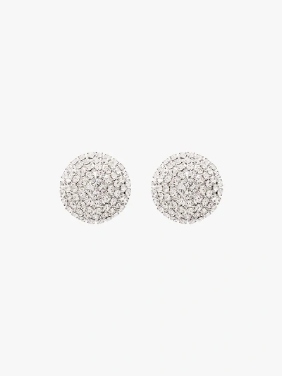 Shop Alessandra Rich Silver Tone Crystal Sphere Earrings In Metallic