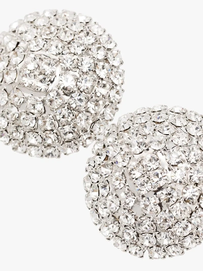 Shop Alessandra Rich Silver Tone Crystal Sphere Earrings In Metallic