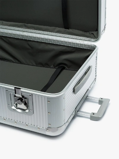 Shop Fpm - Fabbrica Pelletterie Milano Silver Tone Bank S Spinner 84 Suitcase