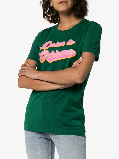 Shop Dolce & Gabbana Logo Print Cotton T-shirt In Green