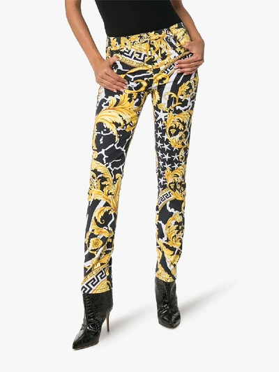 Shop Versace Baroque Print Straight Leg Jeans In A7900