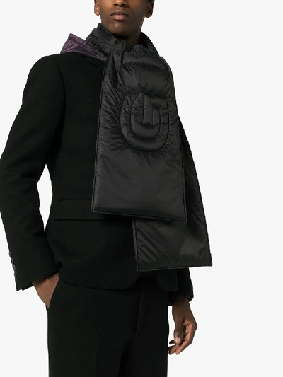 Shop Givenchy Black Logo Quilted Nylon Scarf