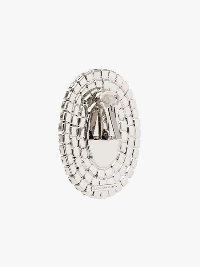 Shop Alessandra Rich Silver Tone Large Oval Crystal Earrings In Metallic