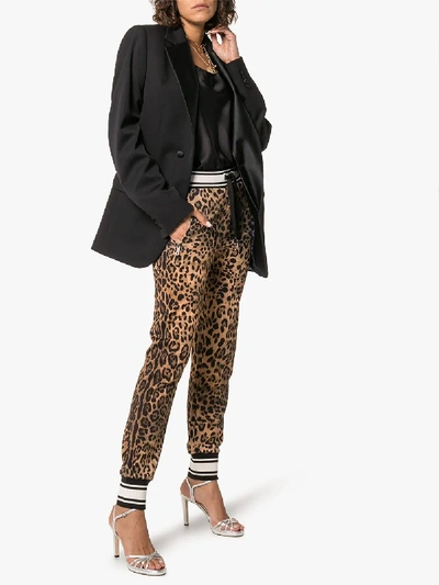 Shop Dolce & Gabbana Leopard Print Cotton Sweatpants In Brown