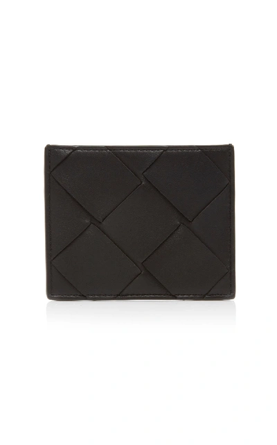 Shop Bottega Veneta Intrecciato Leather Cardholder  In Black