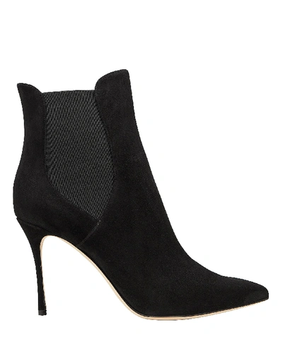 Shop Sergio Rossi Godiva Suede Stiletto Ankle Boots In Black