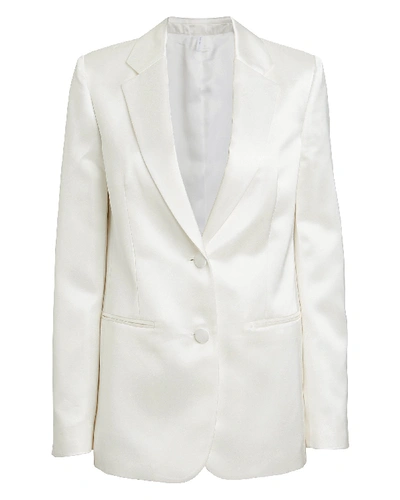 Shop Helmut Lang Heavy Satin Tailored Blazer In Ivory