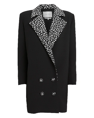 Shop Carmen March Leopard Lapel Suiting Blazer In Black