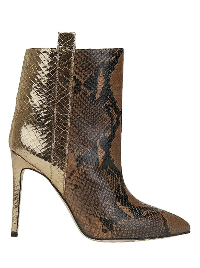 Shop Paris Texas Snake Metal Ankle Bootie In Camel/gold