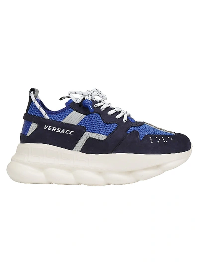 Shop Versace Chain Reaction Sneakers In Navy/bluette/lime Stne