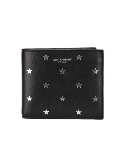 Shop Saint Laurent Star Wallet In Silver Black