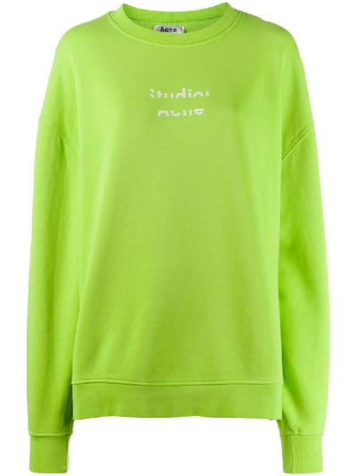 Shop Acne Studios Sweatshirt Mit Logo-print - Grün In Green