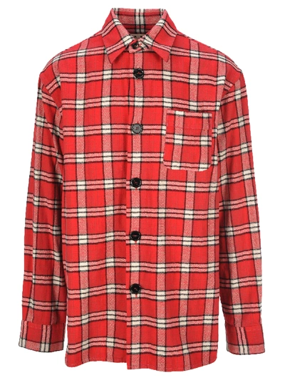 Shop Marni Checked Oversized Shirt In Red