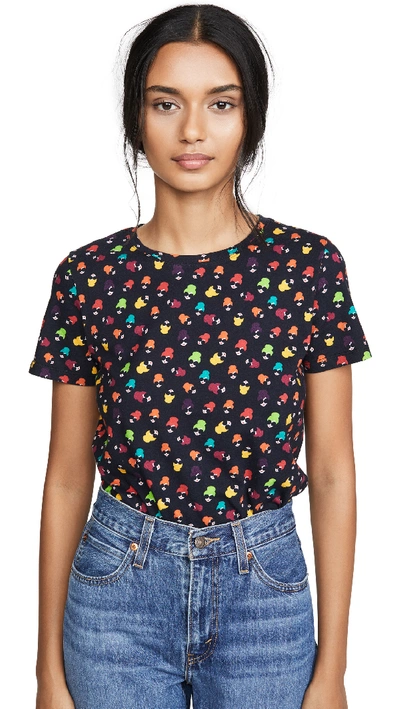 Shop Alice And Olivia Rylyn Crew Neck Tee In Rainbow Stace