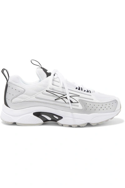 Reebok Dmx Series 2200 Metallic Leather And Mesh Sneakers In White