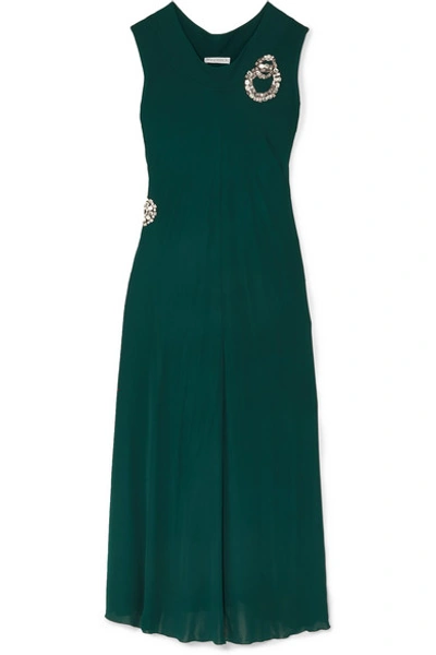 Shop Jw Anderson Crystal-embellished Draped Jersey Top In Forest Green